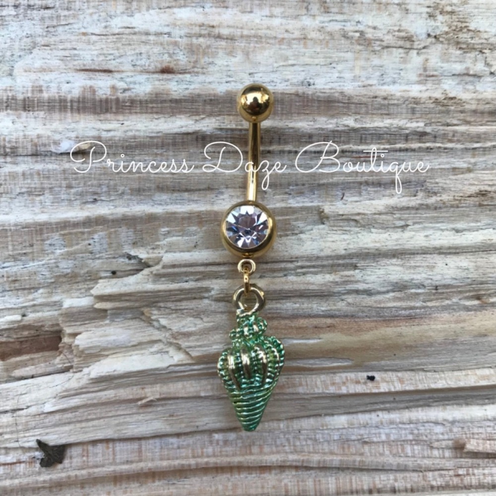 Green Shell Belly Button Navel‎ Ring